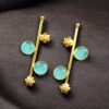 Gold plated flower earrings with stone work in western look alike design.