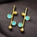 Bulk 48 Trendy Gold Plated Flower Earrings | Stone Work Western Look Alike Unique Jewelry for Girls - "Aqua"