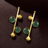 Gold plated flower earrings with stone work in western look alike design.