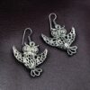 German silver owl hook earrings with oxidized finish, perfect daily wear dangler jewelry.