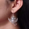 German silver owl hook earrings with oxidized finish, perfect daily wear dangler jewelry.