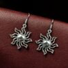 Oxidized German Silver Sun Design Hook Dangler EarringsOxidized German Silver Sun Design Hook Dangler Earrings