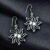 Oxidized German Silver Sun Design Hook Dangler Earrings