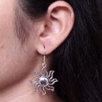 Oxidized German Silver Sun Design Earrings | Hook Dangler Ethnic Jewelry Perfect Gift for Her