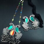 Unique Oxidized Peacock Design Necklace | Stylish Adjustable Thread Ethnic Jewelry