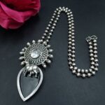 Bulk 364 Handcrafted Nandi Design Necklace | Oxidized Silver Plated Monalisa Stone Amazing Jewelry - "Black"