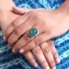 Unique Ethnic Adjustable Stone Ring | Silver Plated Oxidized Daily Wear Jewelry 16 Oxidized silver plated adjustable stone ring with ethnic design