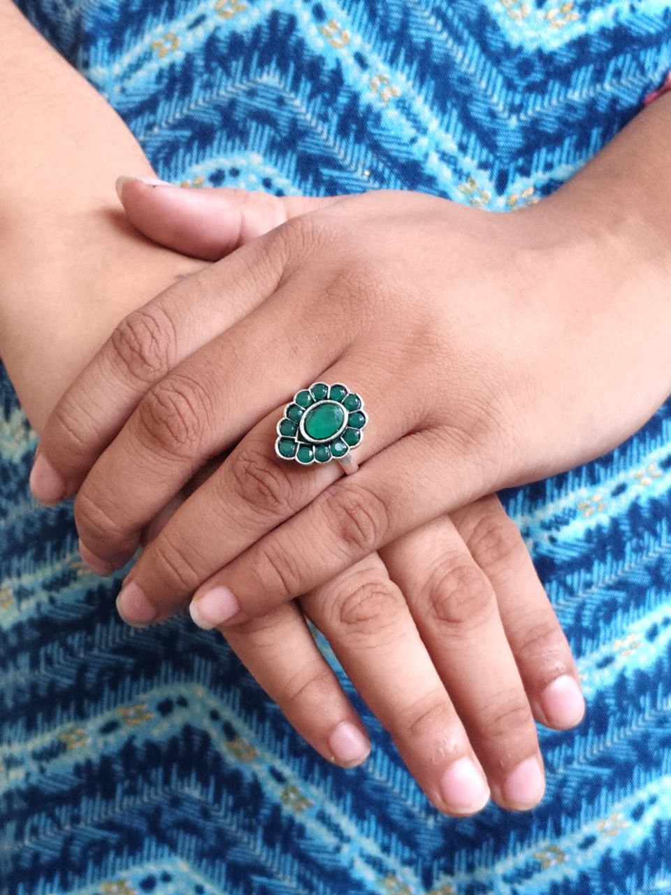 Unique Ethnic Adjustable Stone Ring | Silver Plated Oxidized Daily Wear Jewelry 7 Oxidized silver plated adjustable stone ring with ethnic design