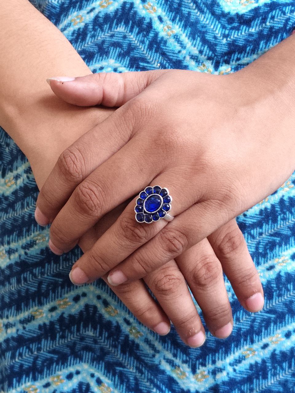 Unique Ethnic Adjustable Stone Ring | Silver Plated Oxidized Daily Wear Jewelry 8 Oxidized silver plated adjustable stone ring with ethnic design