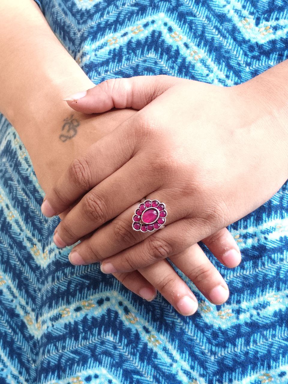 Unique Ethnic Adjustable Stone Ring | Silver Plated Oxidized Daily Wear Jewelry 10 Oxidized silver plated adjustable stone ring with ethnic design