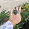 Silver Plated Flower Design Rings | Oxidized Stone Work Jewelry 4 photo 2025 09 21 14 19 58
