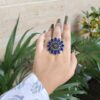 Silver Plated Flower Design Rings | Oxidized Stone Work Jewelry 5 photo 2025 09 21 14 20 00