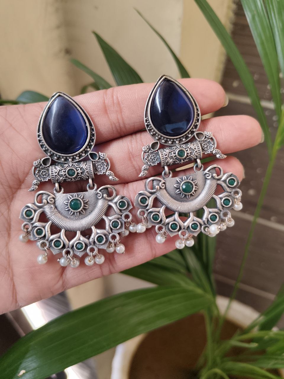 Elegant Brass Studs Earring with Beautiful Stone Detailing – Best for Women 9 Elegant brass studs earrings with beautiful stone detailing, perfect for women.