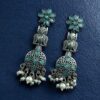 Silver Replica Owl Earrings | Oxidized Stone & Pearl Work Flower Design Unique Jewelry 15 Silver Replica Owl Earrings with Stone & Pearl Flower Design