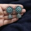 Traditional Oxidized Jhumka Earrings | German Silver Stone Work Amazing Jewelry 18 Traditional Oxidized German Silver Jhumka Earrings with Stone Work