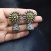 Traditional Oxidized Jhumka Earrings | German Silver Stone Work Amazing Jewelry 14 Traditional Oxidized German Silver Jhumka Earrings with Stone Work