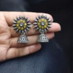 Bulk 324 Traditional Oxidized Jhumka Earrings | German Silver Stone Work Amazing Jewelry - "Yellow"