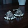 Traditional Pearl Work Heart Design Jhumki Earrings | Oxidized German Silver Perfect Jewelry For Girls 5 Traditional Heart Design Jhumki Earrings with Pearl Work in Oxidized German Silver