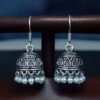 Traditional Pearl Work Heart Design Jhumki Earrings | Oxidized German Silver Perfect Jewelry For Girls 4 Traditional Heart Design Jhumki Earrings with Pearl Work in Oxidized German Silver