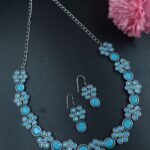 Ethnic Flower Design Necklace | Silver Plated Best Stone Detailing Choker Jewelry