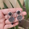 Handmade Antique Silver Plated Earrings | Flower & Stone Studs 3 photo 2025 09 22 17 41 50