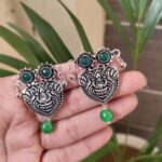 Traditional Antique Stud Earrings | Silver Plated & Stone Work