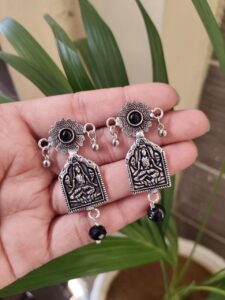 Designer Handmade Silver Plated Earrings | Perfect Ethnic and Modern Jewelry - color: "Black"