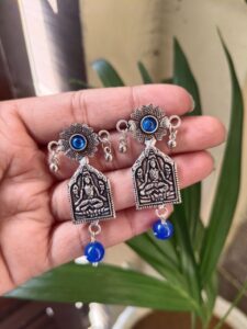 Designer Handmade Silver Plated Earrings | Perfect Ethnic and Modern Jewelry - color: "Blue"