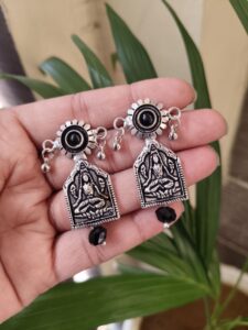 Lightweight Silver Plated Handmade Earrings | Unique Design Stylish Jewelry for Girls - color: "Black"