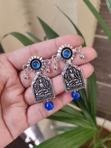 Lightweight Silver Plated Handmade Earrings | Unique Design Stylish Jewelry for Girls - color: "Blue"