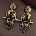 Bulk 264 Traditional Ethnic Two-Tone Earrings | Pearl & Stone Antique Peacock Inspired Amazing Jewelry - "Black"