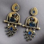 Bulk 266 Traditional Ethnic Two-Tone Earrings | Pearl & Stone Antique Peacock Inspired Amazing Jewelry - "Blue"