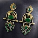 Bulk 268 Traditional Ethnic Two-Tone Earrings | Pearl & Stone Antique Peacock Inspired Amazing Jewelry - "Green"