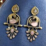 Bulk 272 Traditional Ethnic Two-Tone Earrings | Pearl & Stone Antique Peacock Inspired Amazing Jewelry - "Baby Pink"