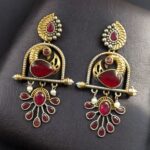 Bulk 278 Traditional Ethnic Two-Tone Earrings | Pearl & Stone Antique Peacock Inspired Amazing Jewelry - "Red"