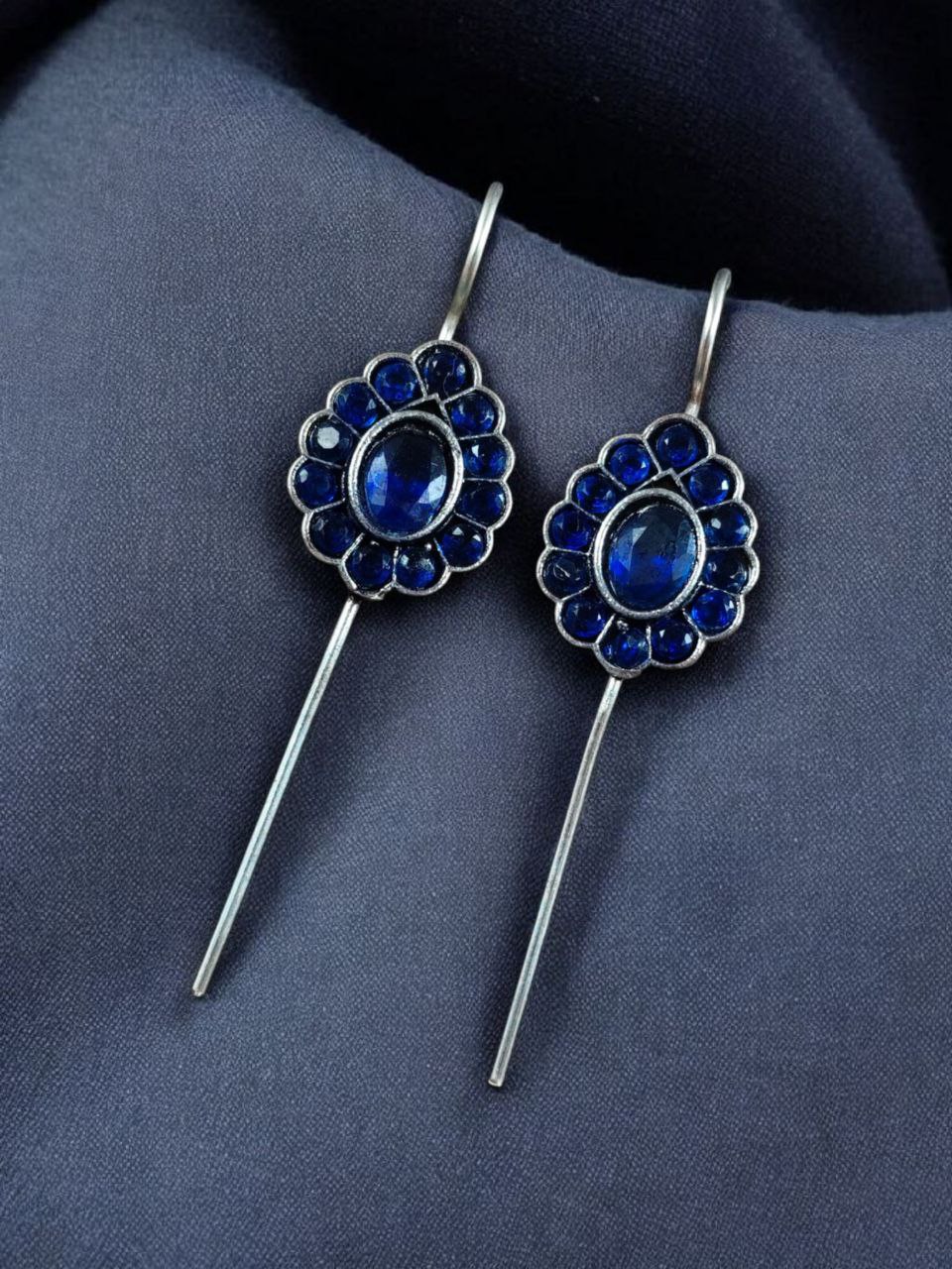 Ethnic Oxidized Earcuff | Silver Replica with Stone Detailing Traditional Best Jewelry 5 Oxidized silver replica earcuff with ethnic stone detailing