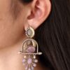Oxidized earcuff with ethnic stone detailing