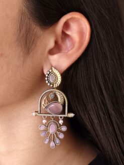 Oxidized earcuff with ethnic stone detailing