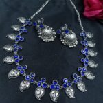 Traditional Silver Plated Necklace Set | Stone Work Ethnic Choker Jewelry