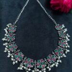 Traditional Flower Design Choker Necklace | Pearl & Stone Work Best Jewelry