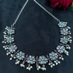 Bulk 252 Traditional Flower Design Choker Necklace | Pearl & Stone Work Best Jewelry - "Baby Pink-Mint"