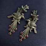 Bulk 236 Stylish Bird Stud Earrings | Silver Replica with Stone Detailing Best Designer Jewelry - "Red"