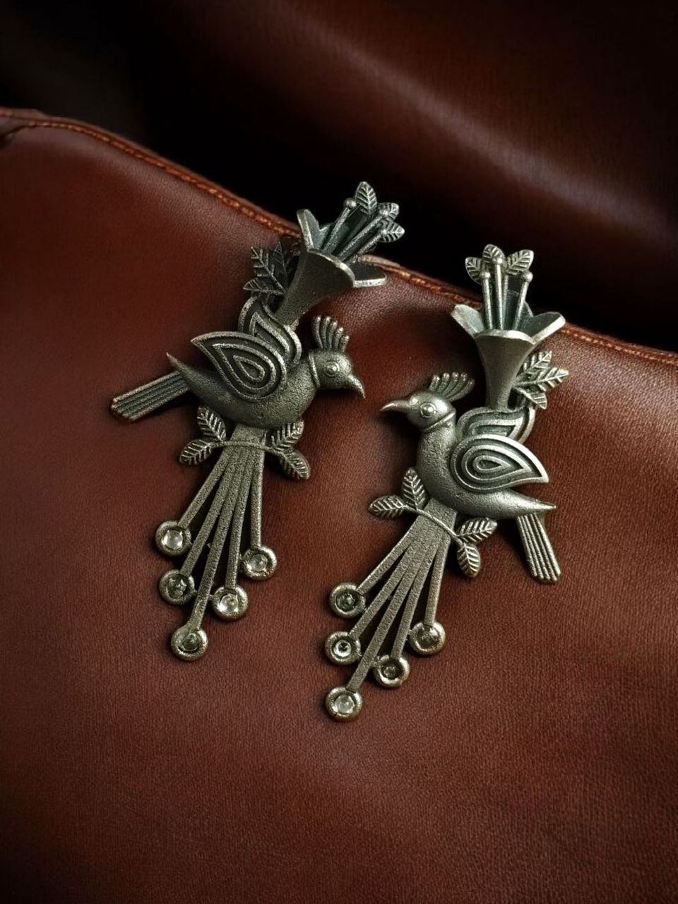 Stylish Bird Stud Earrings | Silver Replica with Stone Detailing Best Designer Jewelry 5 Stylish bird stud earrings with silver replica finish and stone detailing