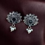 Bulk 210 German Silver Unique Stud Earrings | Ethnic Pearl & Stone Work Jewelry - "Black"