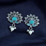 Bulk 212 German Silver Unique Stud Earrings | Ethnic Pearl & Stone Work Jewelry - "Mint"