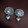 German Silver Unique Stud Earrings | Ethnic Pearl & Stone Work Jewelry 9 German Silver stud earrings with pearl and stone ethnic design