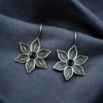 Bulk 194 Oxidized Silver Plated Flower Hook Earrings | Dangler Daily Wear Amazing Jewelry - "Black"