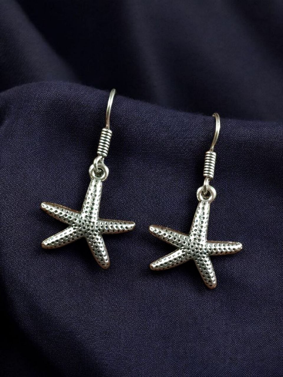 Ethnic Star Fish Hook Earrings | German Silver Dangler Best Jewelry 3 German silver ethnic star fish hook earrings