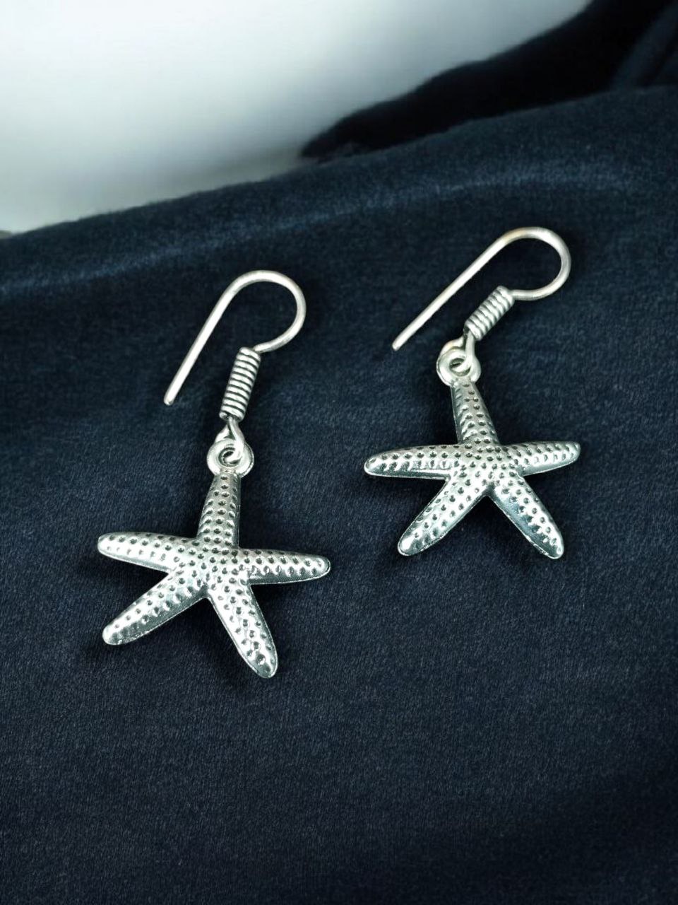 Ethnic Star Fish Hook Earrings | German Silver Dangler Best Jewelry 2 German silver ethnic star fish hook dangler earrings
