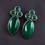 Bulk 144 Monalisa Stone Silver Plated Stud Earrings | Oxidized Traditional Stylish Best Jewelry - "Green"